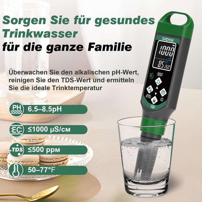 [Australia - AusPower] - pH Meter for Hydroponics, pH Meter for Pool, TDS EC Meter with Colour Display, pH Value Water Tester, Multiparameter for Aquarium, TDS Drinking Water Tester, High Accuracy 0.01 
