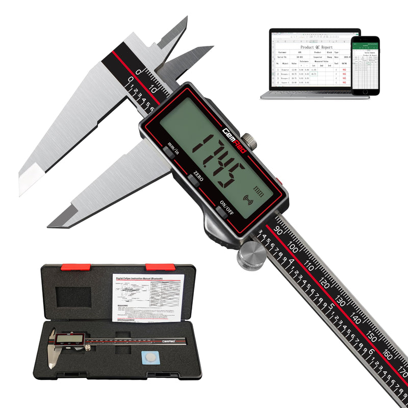 [Australia - AusPower] - Wireless Digital Caliper, 200mm/8inch Stainless Steel Precision Measuring Tool with Data Output, Inch/MM Conversion, Zero Reset, Auto Off, for DIY, Woodworking, Jewelry Making 