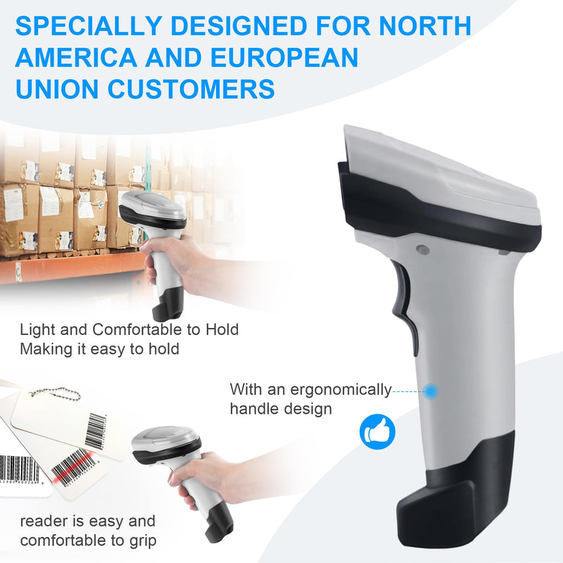 [Australia - AusPower] - Barcode Scanner Wireless, Bluetooth Barcode Reader with Stand 3 in 1 Bluetooth & 2.4G Wireless & USB Wired Connection 1D&2D&QR&PDF417 Data Matrix Handheld Bar Code Scanners 