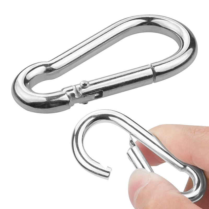 [Australia - AusPower] - 20 Pack 2-3/8 inch Spring Snap Hooks, Heavy Duty Key Carabiner Clip, Quick Links Hammocks Hook for Camping Hiking Swing M6x60mm 6x60mm Silver 20 