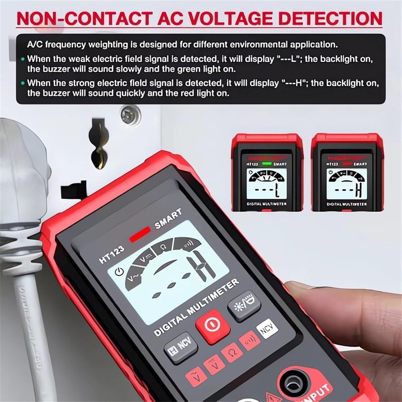 [Australia - AusPower] - HT Automatic Digital Multimeter - Auto-Ranging Voltmeter - Electric Meter Tester Tool Smart Measurement - Non Contact Volt DC Amp Meter Tester Digital Voltmeter for Ac/Dc Voltage (Red) Red 