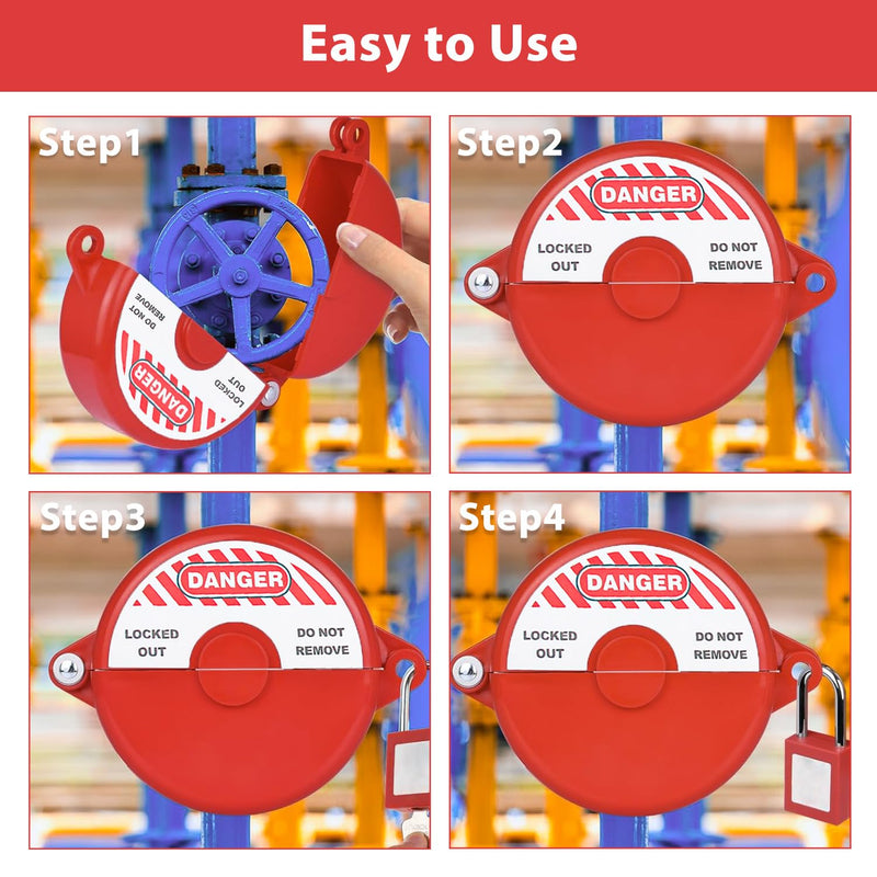 [Australia - AusPower] - Wisamic 2-Pack Gate Valve Lockout - Outdoor Faucet Lock for 1" to 2-1/2" Valve Handles, Secure Hose Bib Lock for Water Spigot, Propane Tank, Natural Gas, Petroleum and Chemical Industry - Red 2 Packs 