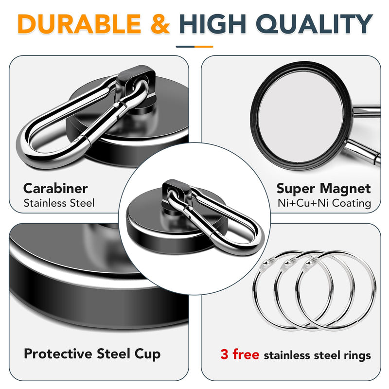 [Australia - AusPower] - MIKEDE Magnetic Hooks Heavy Duty, 110LBS+ Strong Neodymium Magnets with Swivel Carabiner Hook, Black Magnetic Hangers Magnet Hooks for Locker, Home, Cruise Cabin, Office - 10 Pack 110LB 10Pack 