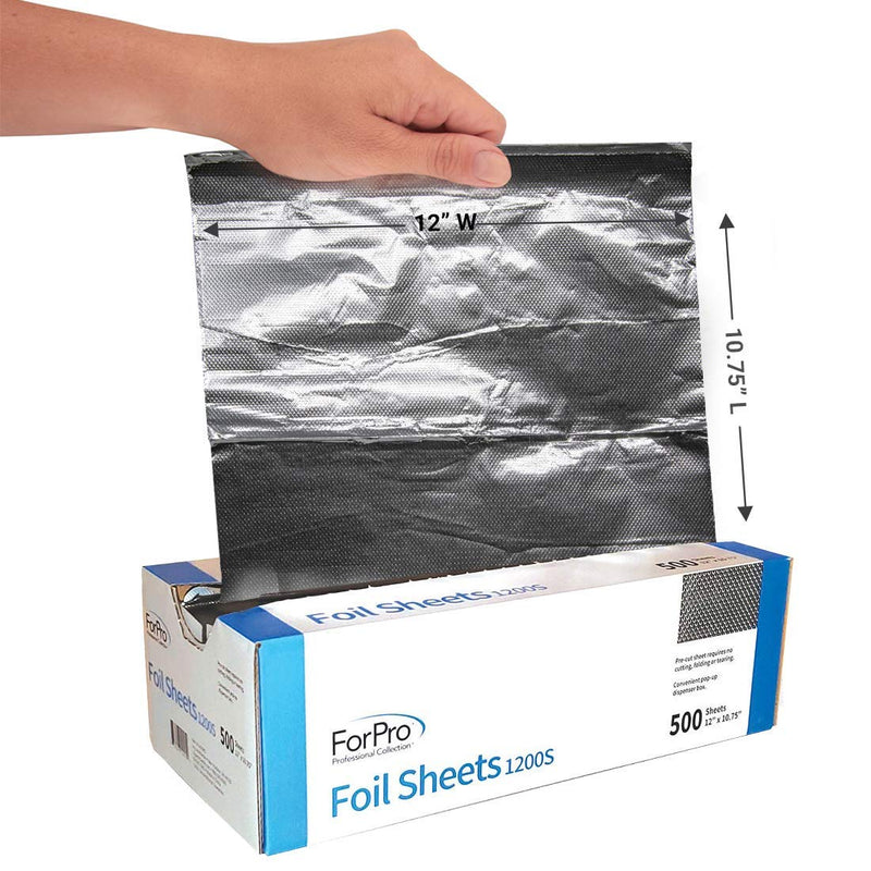 ForPro Professional Collection Embossed Foil Sheets 1200S, Aluminum Foil, Pop-Up Dispenser, for Hair Color Application and Highlighting Services, Food Safe, 12” W x 10.75” L, 500-Count 500 Count (Pack of 1)