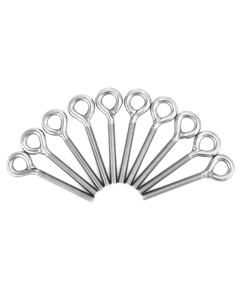 [Australia - AusPower] - QWORK M8 Eye Bolt Ring Bolts, 10 Pack Heavy Duty Stainless Steel Shoulder Lifting Ring Threaded Eyebolts, Welded Closed Screw Rod Eye Screw Bolts 
