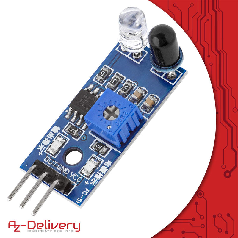 AZDelivery 5 x IR Infrared Module for Obstacle Detection Distance Sensor Compatible with Arduino and Raspberry Pi Includes eBook!