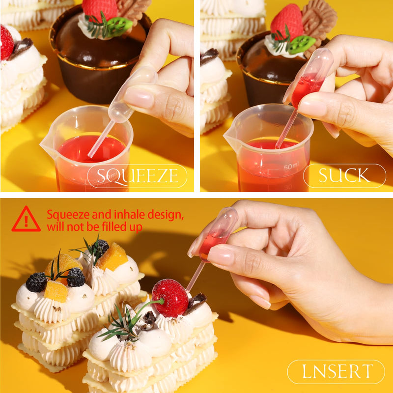 [Australia - AusPower] - Teenitor Cupcake Pipettes, 60Pcs 4ml Alcohol Infuser Plastic Pipettes Dropper Squeeze Dropper Disposable Mini Flavor Liquor Infuser for Chocolate Strawberries Cupcakes 60 