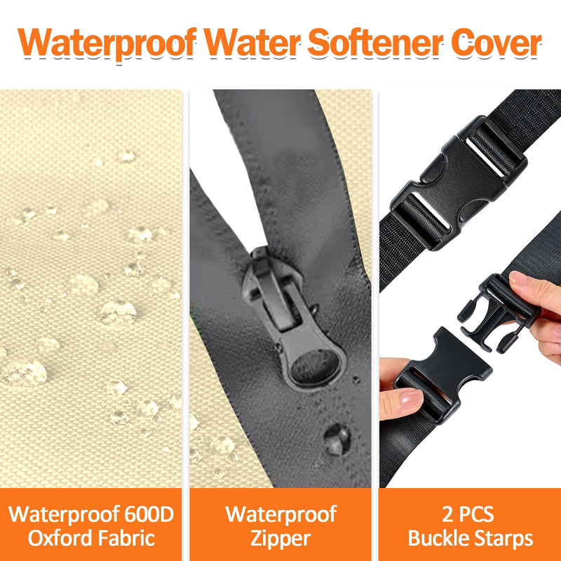 [Australia - AusPower] - Water Softener Cover Outdoor, 3 Layers Insulation Water Softener Tank Jacket, Heavy Duty Outdoor Insulated Water Softener Tank Cover, Water Softener Covers for Outside Units, 9''D x 48''H- Beige 9''D x48''H 