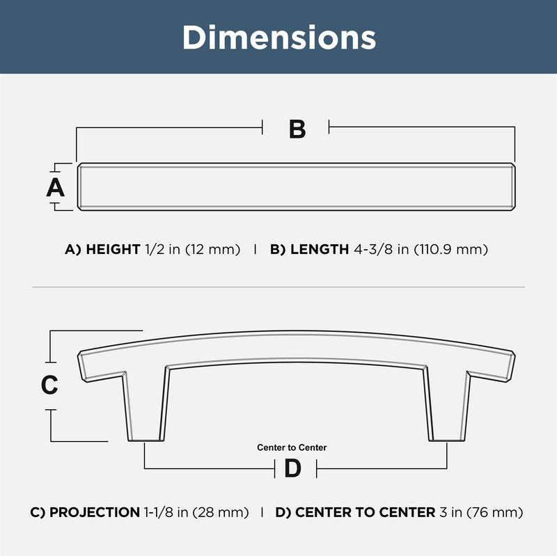 Franklin Brass (10-Pack) – Champagne Bronze Cabinet Handles, 3 Inch Hole Center, Pulls for Drawers, Kitchen Cabinet Door, Dressers | Pierce 3" (76mm) 10