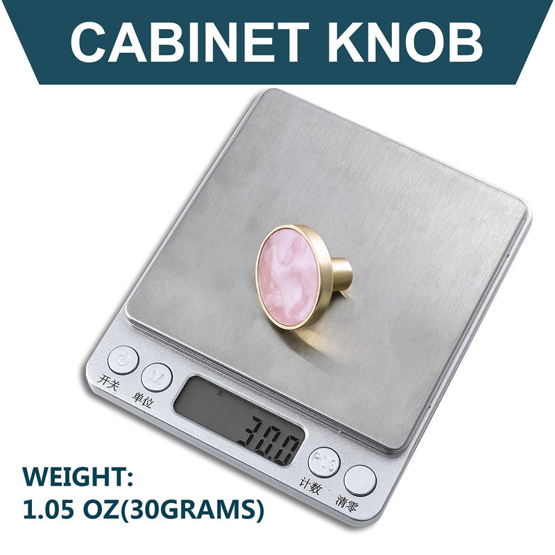 12 Pack Gold Knobs for Dresser Drawers, Brass Dresser Knobs Round Cabinet Knob for Kitchen Cabinet Cupboard Door Decorative Furniture Hardware, 1-1/4" Diameter, Pink 12 Pack