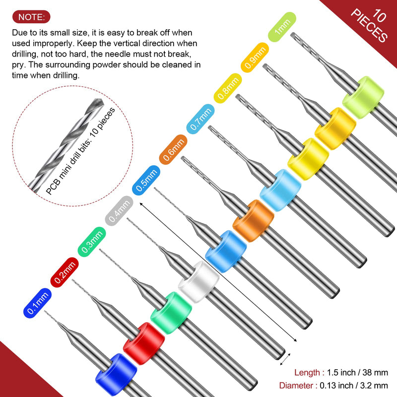 [Australia - AusPower] - 59 Pieces Hand Drill Bits Set Include 49 Pcs Metal Pin Vise Hand Drill Micro Mini Twist Drill Bits and 10 Pcs Tungsten Carbide PCB Rotary Tools for Resin Polymer Wood Craft DIY Jewelry Making Carving 
