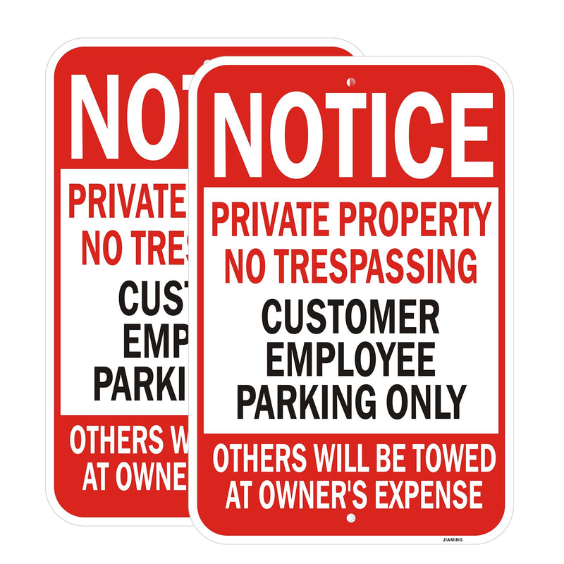 2 Pack Notice Private Property No Trespassing Customer/Employee Parking Only Signs. 18 x 12 Inch Others Towed Warning Sign. Customer Parking Reflective Rust Free Aluminum, Weatherproof & UV Protected
