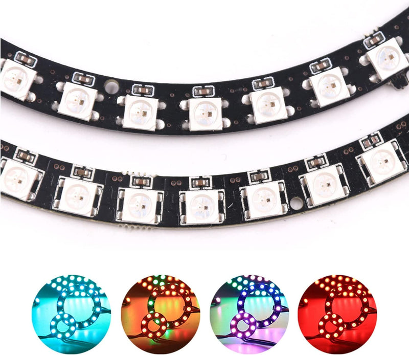 WS2812 RGB LED Ring 16 x 5050 Integrated Driver for Arduino Pack of 2 | 16 Individually Addressable RGB LEDs WS2812B Integrated Driver Ideal for Arduino, Raspberry Pi, ESP32, Pack of 2