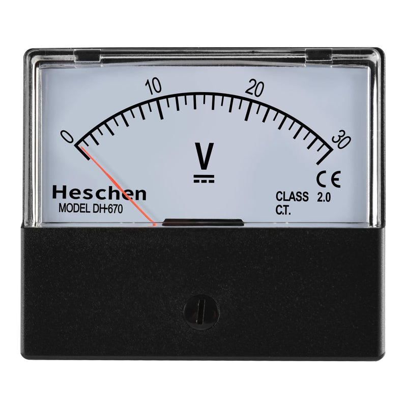 [Australia - AusPower] - Heschen DC 0-30V Class 2.0 Voltmeter, 70x60mm Panel Size, DH-670-DC30V, Voltage Tester 