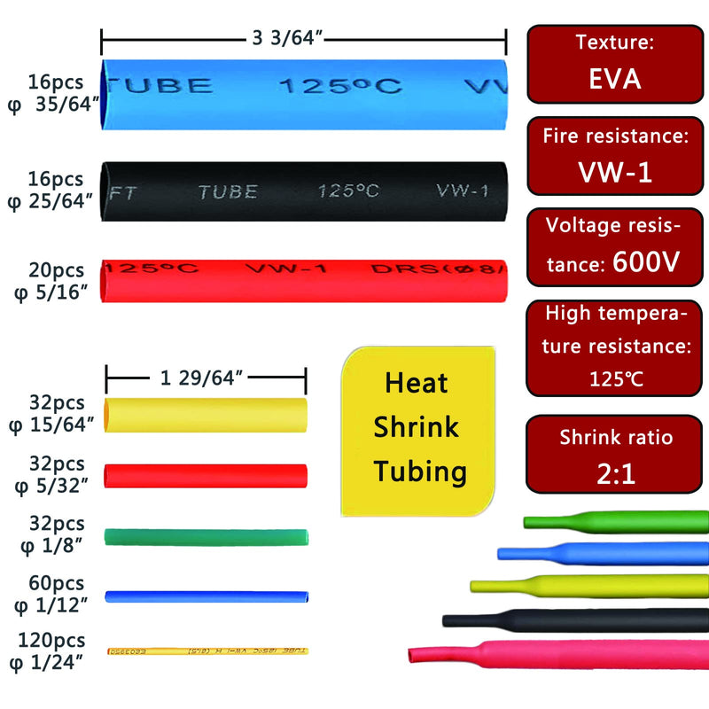 [Australia - AusPower] - Wire Heat Shrink Tubing Kit + Mini Heat Gun for Shrink Tubing + 328pcs 2:1 Wire Shrink Wrap Tubing + for Wires,Shrink Wrap and Cable Repair. 2:1 Heat shrink kit 1 