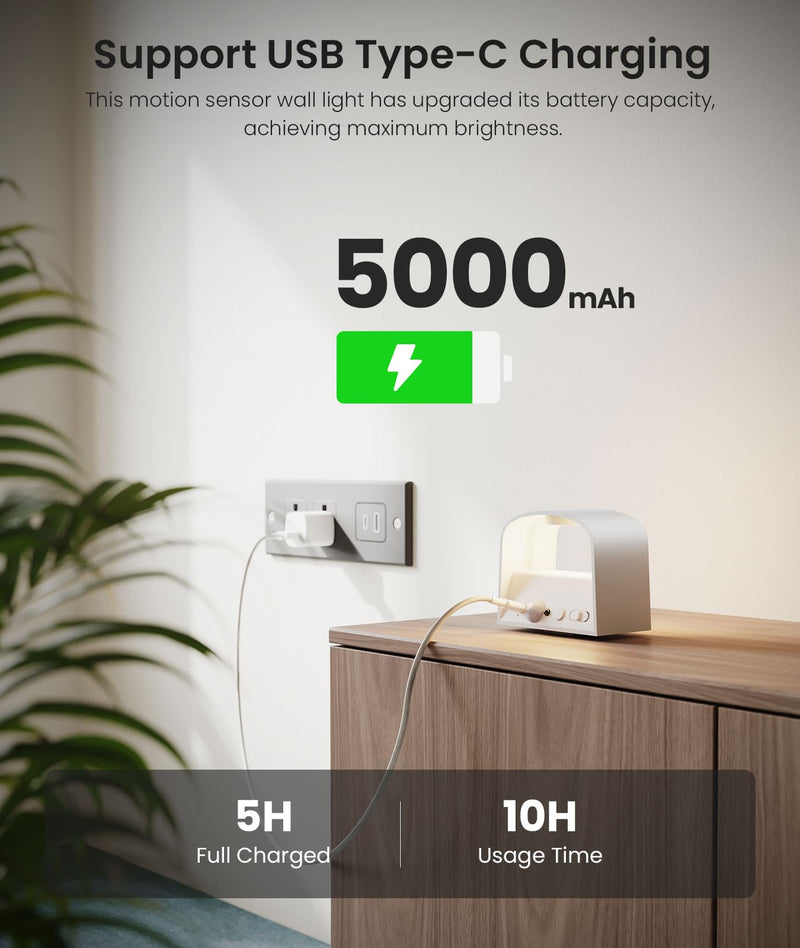 FULEN Motion Sensor Wall Light with Remote Control 3 Colors Wireless Wall Sconces LED Indoor Up and Down Wall Lamp 5000mAh Rechargeable Battery Powered Wall Lamps Brightness Adjustable, White 2 Pack White - 2 Pack