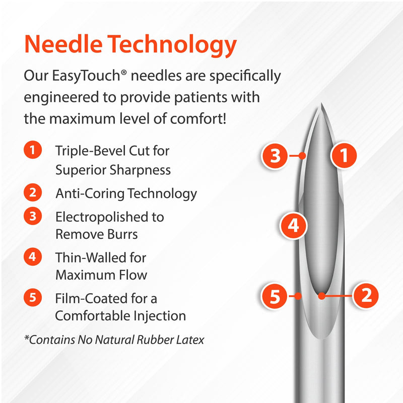 [Australia - AusPower] - EasyTouch Safety Pen Needles, 30 Gauge, 5/16 inch (8mm), 100 Count 30G 5/16" (8mm) 