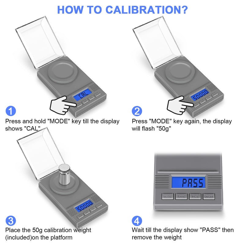 [Australia - AusPower] - Fuzion Milligram Scale 50g/ 0.001g, mg Scale, Jewelry Scale with LCD Backlit, Tare, Digital Milligram Scale for Powder Medicine, Gem, Reloading, Micro Scale PL50 Grey 