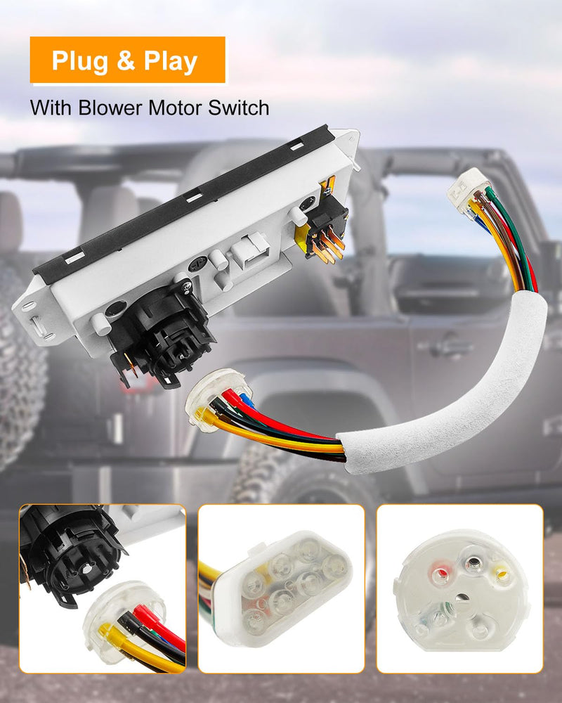 HS-373 Climate Control Module Compatible with Jeep Wrangler TJ 1999-2004, HVAC Control Module with Blower Motor Switch, A/C Heater Control Switch Replace SW2348 55037473AB, A/C Heater Control Panel