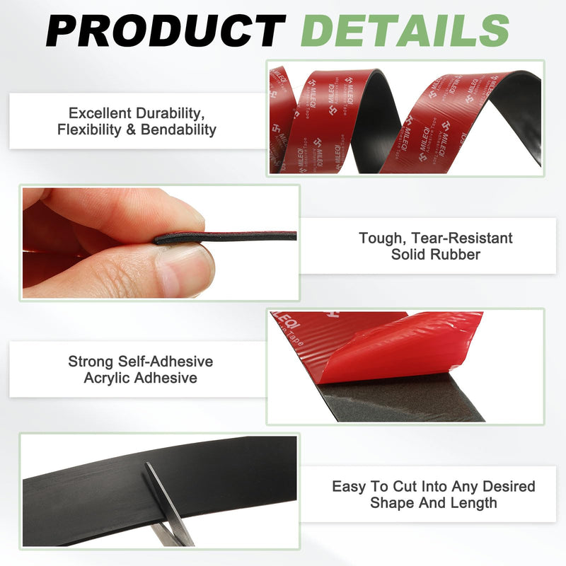 PATIKIL Neoprene Rubber Strips 2" Wide x 1/16" Thick x 3.3FT Long, 2Pcs Self Adhesive Solid Rubber Sheet for Shock Absorption Gasket DIY Crafts Sealing Weather Striping, Black 2" x 1/16" x 3.3FT