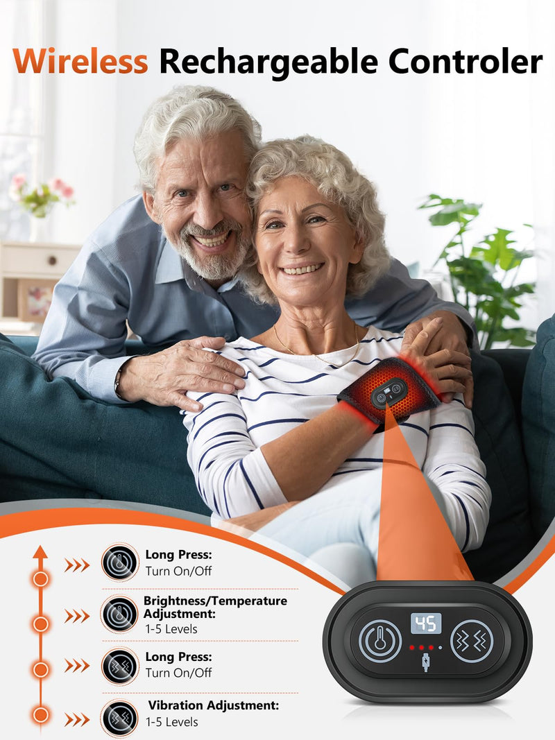 Red Light Therapy for Hands Wrist with Heat & Massage, FSA/HSA Eligible, 3000mAh Wireless Controller, Wearable Near Infrared & Red Light Wrist Wrap with 36 Beads for Faster Recovery & Hand Pain Relief