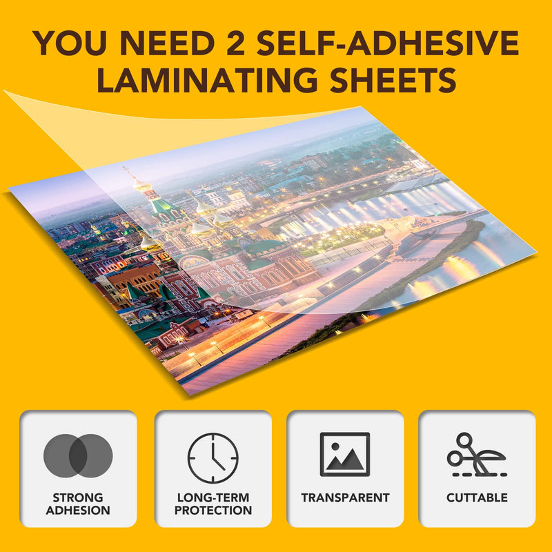 [Australia - AusPower] - 40 PCS Self-Adhesive Laminating Sheets, 9 x 12 Inches Clear Laminating Sheets No Machine Needed Self Sealing Laminate Sheets 40 Pcs 