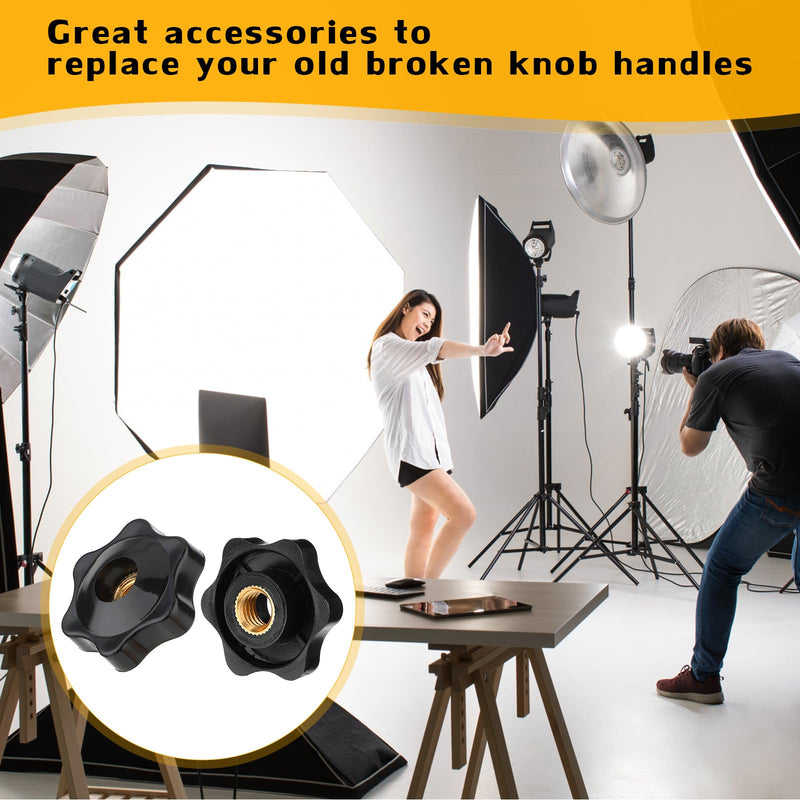 [Australia - AusPower] - Giantree 10 Pcs Metric M8 Star Shape Knurled Clamping Nuts, Black Plastic Screw-On Handle Clamping Knob Grip Assortment for Machinery Equipment Latche 