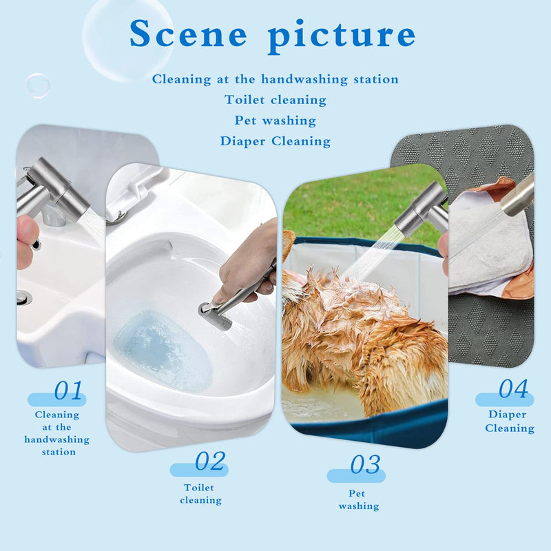 Handheld Bidet Douche Shower Spray for Toilet, IDMAX Stainless Steel Bidet Sprayer, Hand Held Toilet Washer Bathroom Hand Shower Shattaf Sprayer Muslim Shower for Personal Hygiene Sprayer-501C