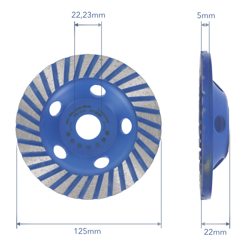 [Australia - AusPower] - Prodiamant Fan Grinder Diamond Grinding Wheel, Professional Quality for Concrete, Natural Stone, Masonry, Screed, Universal Disc Grinder with Diamond Segment, blue 125mm 