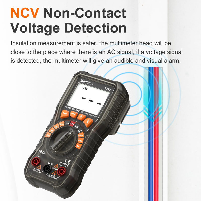 [Australia - AusPower] - Digital Multimeter, Portable Multimeter Tester, 2000-Count Voltmeter/Ohmmeter with Auto-Range Function; Accurate Measurement of Voltage, Current, Resistance, Diodes, Continuity, Capacitance [ FY77 ] 