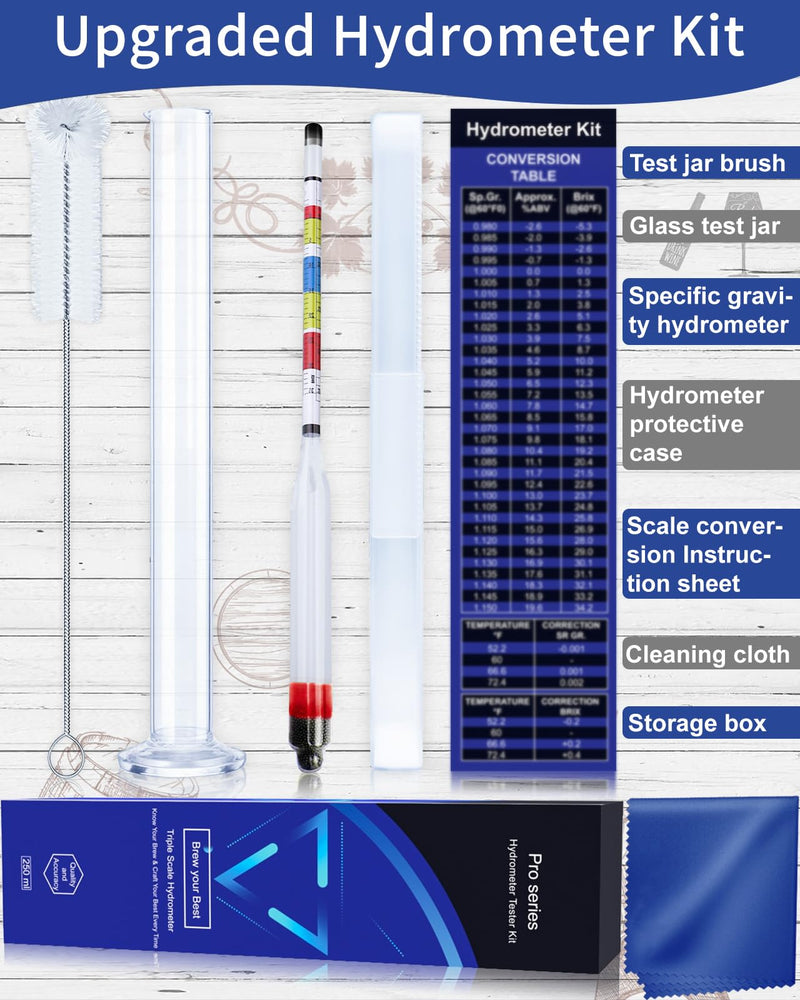 [Australia - AusPower] - CIMALAB Triple Scale Hydrometer, Plastic Specific Gravity Hydrometer for Wine Making, Beer & Kombucha, Mead Making Kit, Brix, ABV Tester, Hydrometer Alcohol Tester for Wine Making Supplies + Test Jar Plastic triple scale hydrometer kit with test jar 