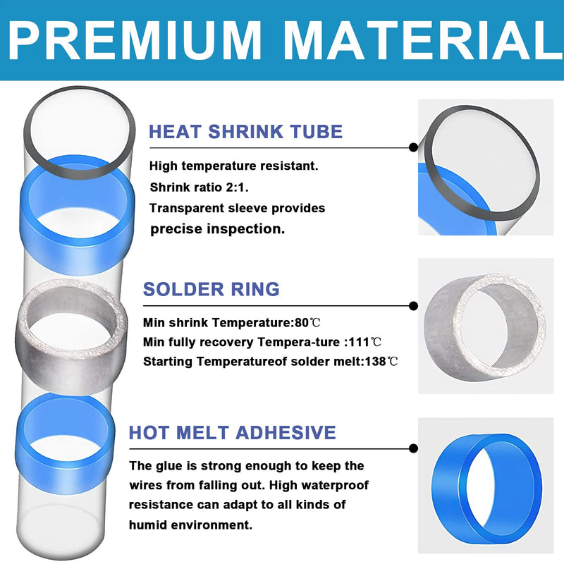 Plustool 800PCS Solder Seal Wire Connectors, Waterproof Insulated Wire Connectors for Marine Automotive Truck 5Colors 800pcs