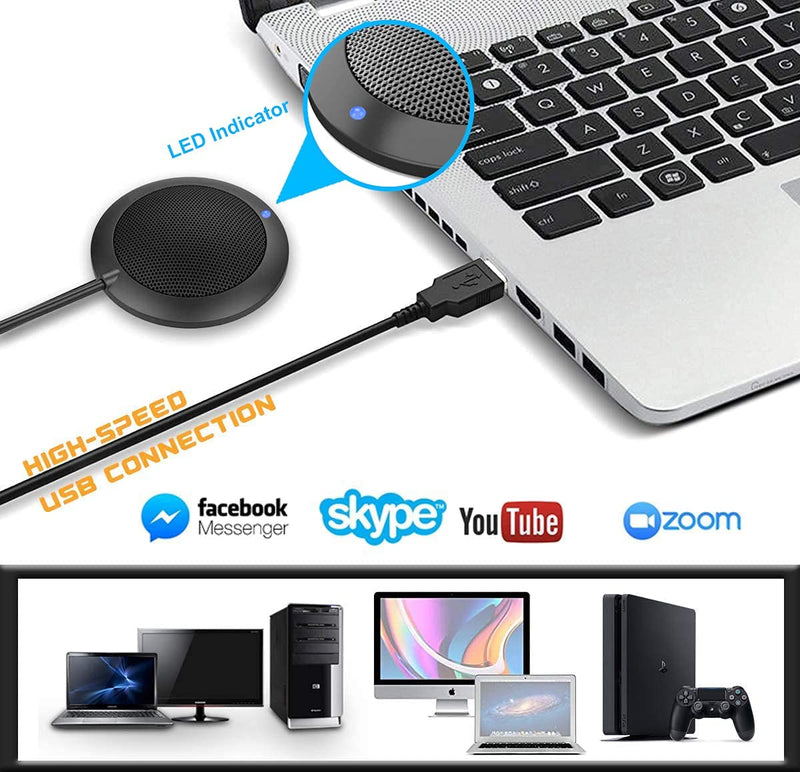 [Australia - AusPower] - Conference USB Microphone, Computer Desktop Mic with LED Indicator, TKGOU Plug & Play Omnidirectional Condenser PC Laptop Mics for Online Meeting/Class,Skype,Recording,Chatting,Zoom,(Windows/Mac OS X) DM2 
