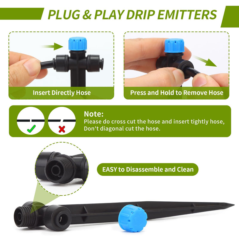 [Australia - AusPower] - Drippers for Drip Irrigation,15 pcs Quick Connect Drip Emitters for 1/4" Drip Irrigation Tubing Adjustable 360 Degree Water Flow Drip Irrigation Heads Water Drippers for Plants Flower Garden 15 Pcs Drip Irrigation Emitters 