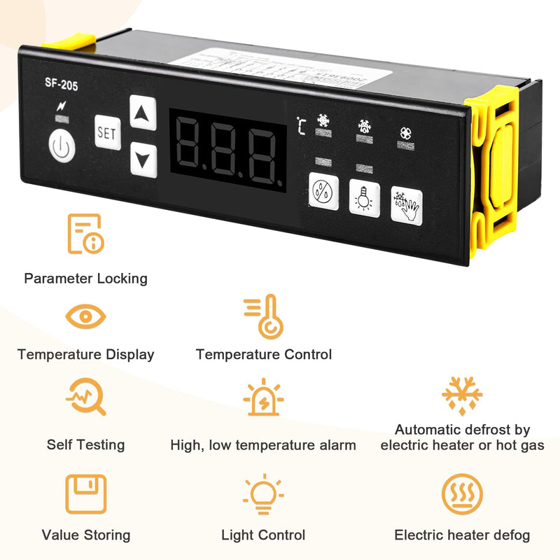 [Australia - AusPower] - Electronic Temperature Controller 110V Digital Display Refrigerator Temperature Controller, SF-205 Temperature Thermostat with Defrosting Function, Equipped with External Transformer 