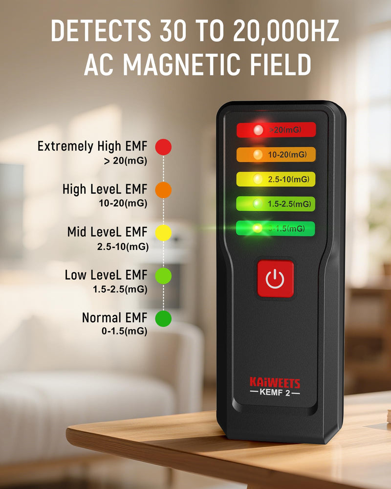 [Australia - AusPower] - KAIWEETS Magnetic Field EMF Meter, Ghost Hunting Detector, Handheld Electromagnetic Paranormal Investigation Equipment with 5 Level LED Lights, EMF Reader for Home, Office, Outdoor Inspection 