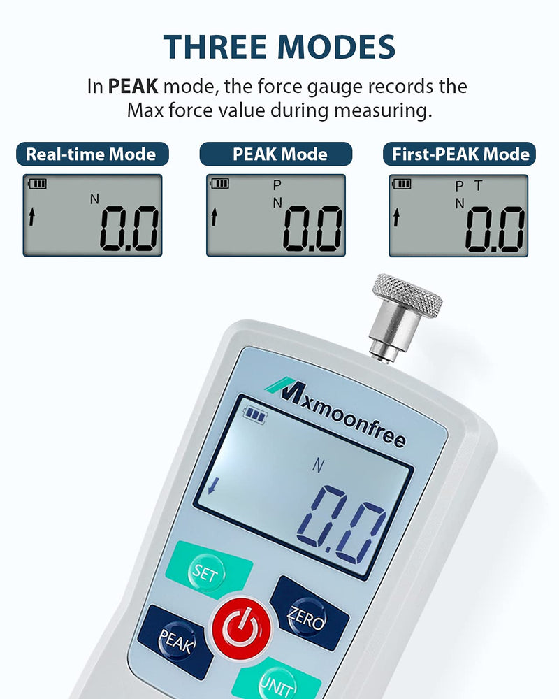 [Australia - AusPower] - 500N Digital Force Gauge Push Pull Gauge Portable Force Meter with Units N/LB/Kg/Oz, Storage Case, Auto Backlit LCD, Auto Power-off for Teaching School Lab Mechanical Physics (ZMF-500N) 500N 