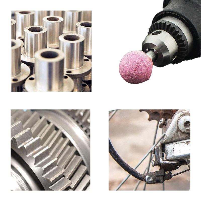 [Australia - AusPower] - 1/4 Inch Shank Ball Shaped Abrasive Mounted Stone Grinding Wheel Rotary Tools Deburring Polishing Head 6x20mm Pink?10Pcs? 