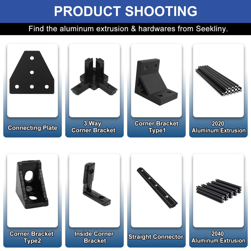 [Australia - AusPower] - 10pcs 2020 Aluminum Extrusion Joint Plate Connector Corner L Bracket 8020 V Slot Hardware T Slot Accessories with T Nuts and Screws for Aluminum Profile 3D Printer Frame Black 20B 