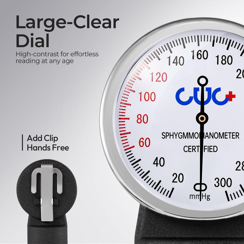 CUG Manual Blood Pressure Monitor, Aneroid Sphygmomanometer with Universal Adult Cuff Single Cuff
