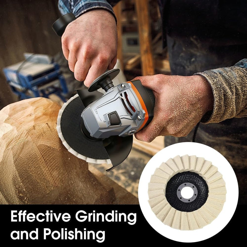 [Australia - AusPower] - Pack of 5 Polishing Discs 125 mm x 22.2 mm, Felt Shine Polishing Disc Felt Polishing Fan Disc Flex Polishing Disc for Polishing Attachment Angle Grinder for Grinding Polishing Paint Wood Stainless 