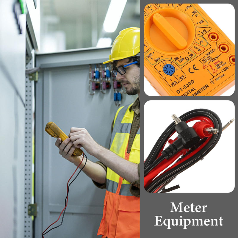 [Australia - AusPower] - TEHAUX TD 830D Voltage Tester - Digital Multimeter with Buzzer - Small Portable LCD Display for AC/DC Voltage, Current, Resistance Testing - Electrician Tool Yellow 