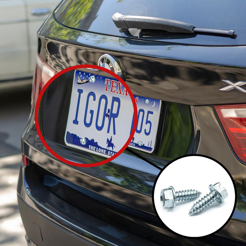[Australia - AusPower] - 100 Pack License Plate Screws for Front and Back License Plates and License Plate Frames and Covers on Cars, Trucks, SUVs - Rust Resistant, 14x3/4" Slotted Hex Washer Self Tapping Screws Zinc Clear 100 Pack 