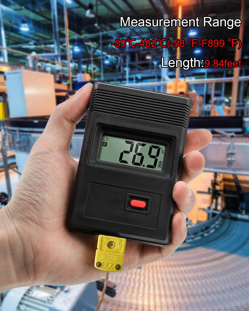 [Australia - AusPower] - 5Pcs K Type Mini-Connector Thermocouple Temperature Probe Sensor, 3 Meters Long Temperature Sensing Line, Measure Range -50°C~482°C (-58°F~899°F) 3 M 