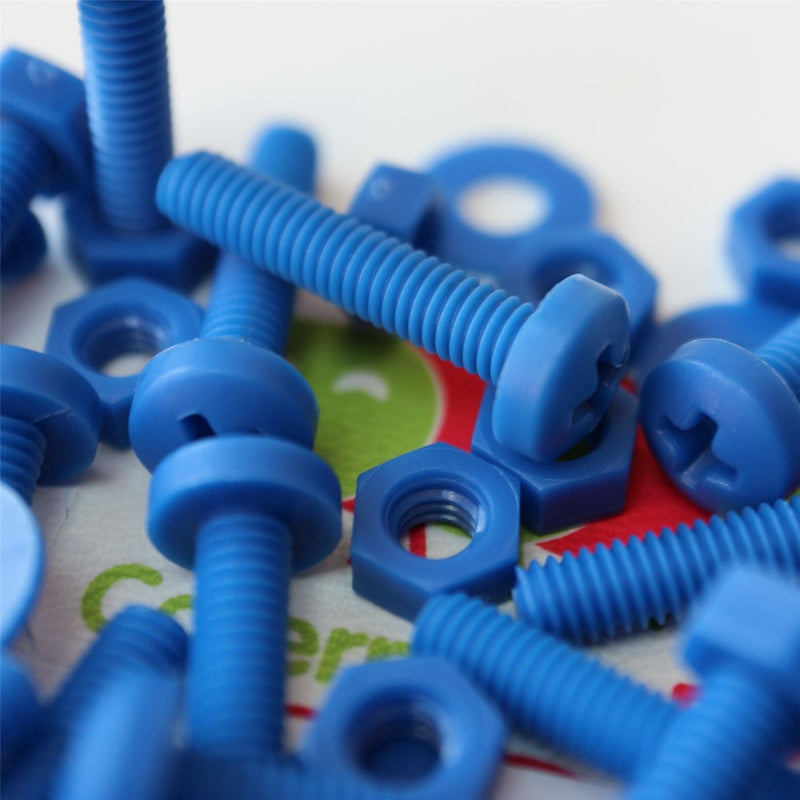 [Australia - AusPower] - 20 x Blue Pan Head Screws Polypropylene (PP) Plastic Nuts and Bolts, M4 x 20mm, Washers, (5/32 x 25/32 in) 