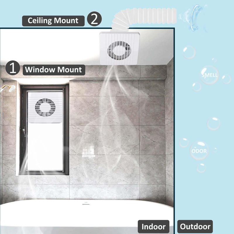 4 Inch Exhaust Fan, Wall Mount Extractor | Plug-in Louvers Window Extractor, Anti-backflow Check, For Toilet, Office, Kitchen, Bathroom 4-INCH 10W 55CFM White Grilles