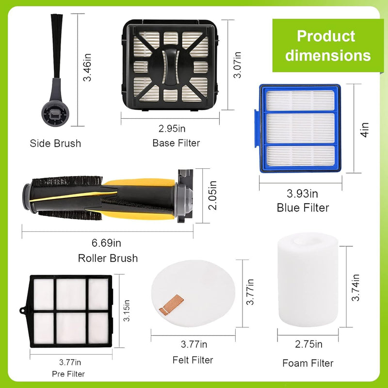 Replacement Part for Shark IQ R101AE RV1001AE AV912S RV913S AV1010AE RV1000 AV970 AV1002AE, 2 Main Brush, 1 Cover, 10 Side Brush, 6 Filter, 1 Pre Filter, 2 Filter, 3 Pre-Motor Foam&Felt Filter R101(2+6+10)