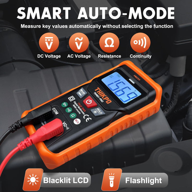 [Australia - AusPower] - THIKPO TRMS Digital Multimeter 4000 Counts with NCV, Auto-Ranging Multimeter Measures AC/DC Voltage, Resistance, Capacitance, Continuity, Live Wire Detection, Backlight, Data Hold 