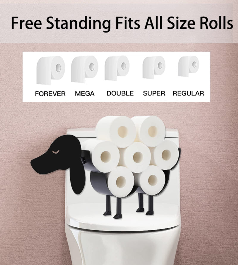 Cute Animal Decorative Toilet Paper Holders, Metal Wall Mount & Free-Standing Toilet Paper Holder, 8 Rolls of Tissue Paper Storage Basket, Bathroom Farmhouse Kitchen Decor Accessories (Classic Dog) Z-funny Dog