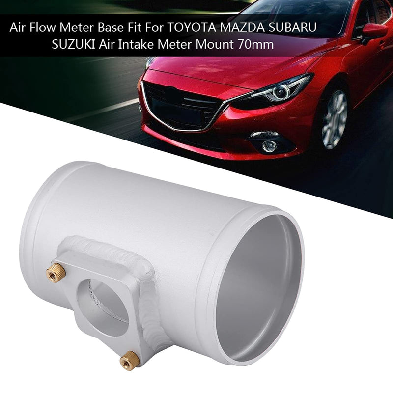 Air Flow Sensor Adapter Aluminium Alloy Car Air Flow Inlet Meter Base Silver for Air Intake Meter Holder 63 70 76 83 mm (Outer Diameter 70 mm), Fuel System